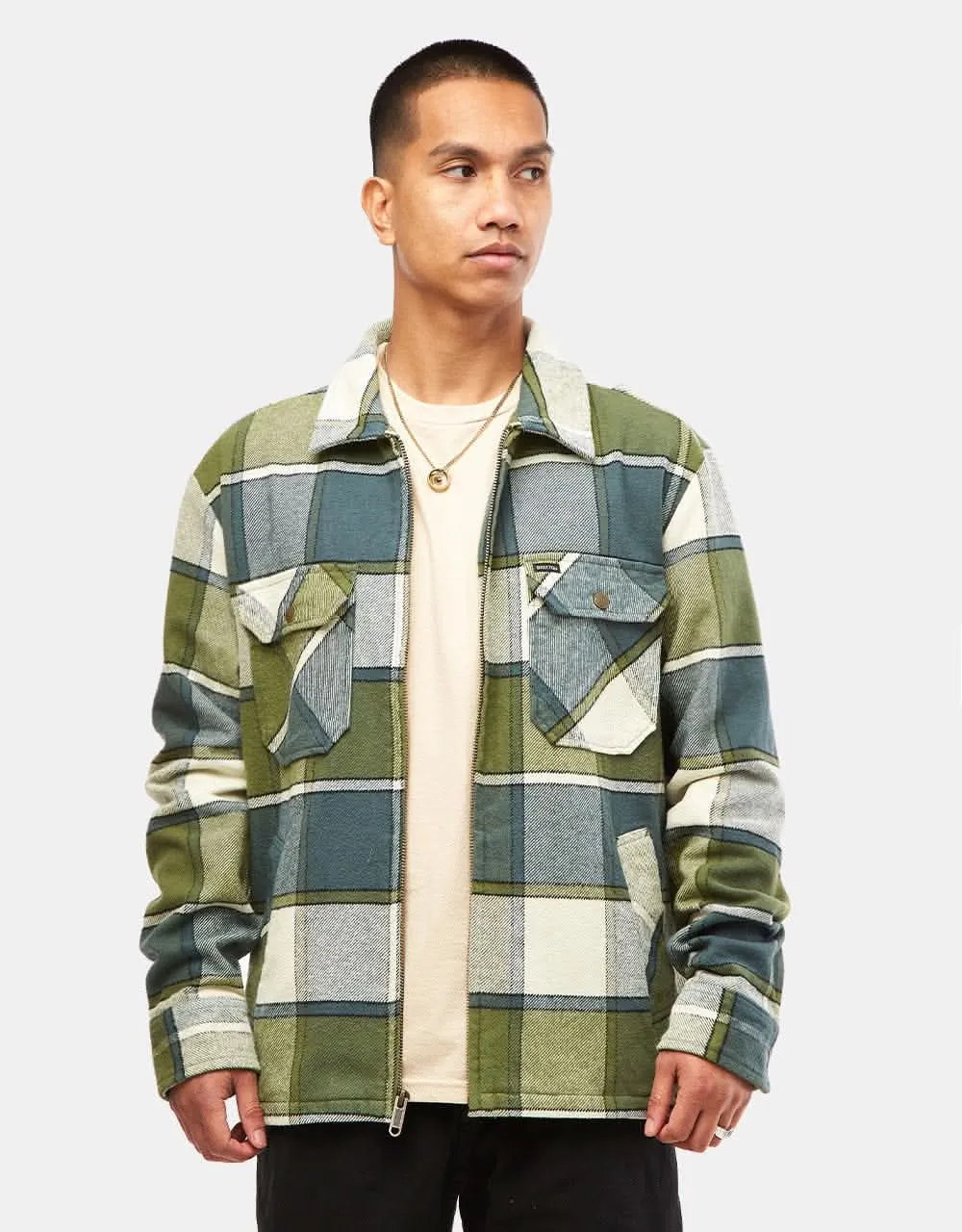 Brixton Motor Zip Jacket - Blue Mirage/Dill Plaid