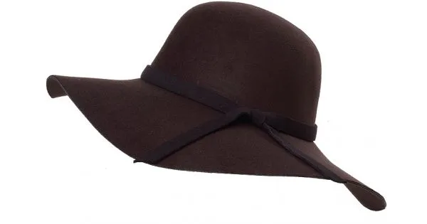 Brown Broad Wide Brim Woolen Lady Hat