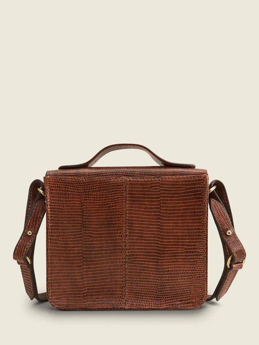 Brown Leather Handbag for Women - Mademoiselle George XS 1960 Amber | PAUL MARIUS