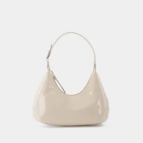 By Far  Baby Amber Bag in Beige Patent Leather