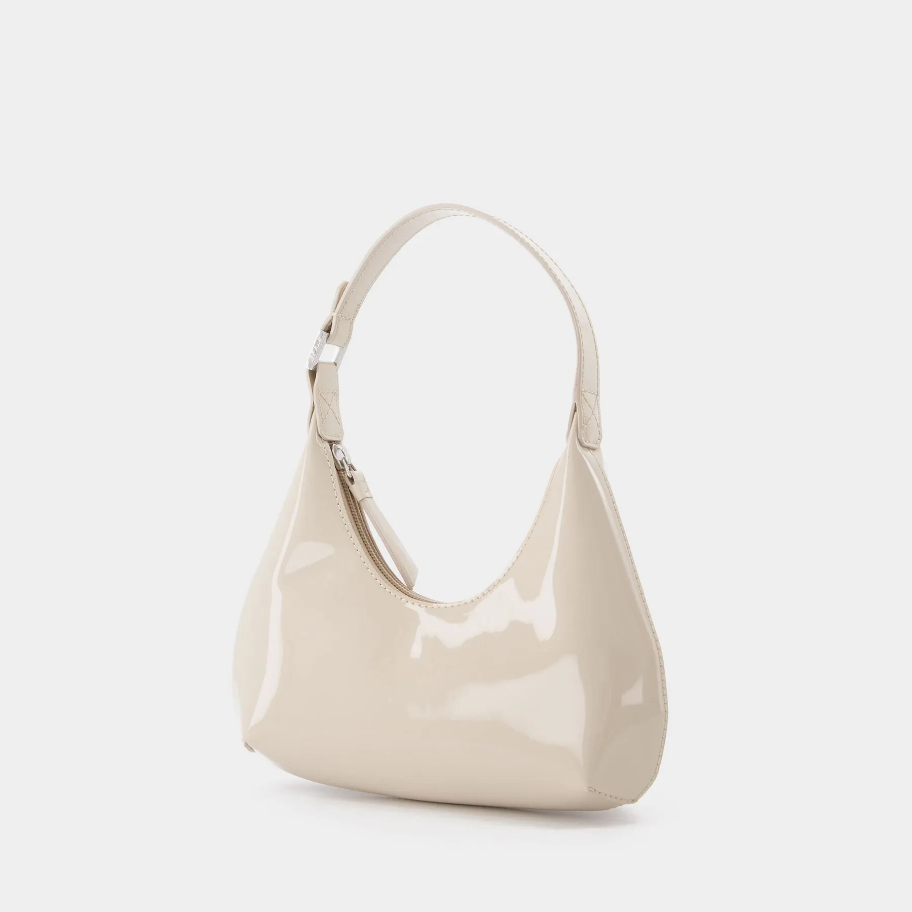 By Far  Baby Amber Bag in Beige Patent Leather