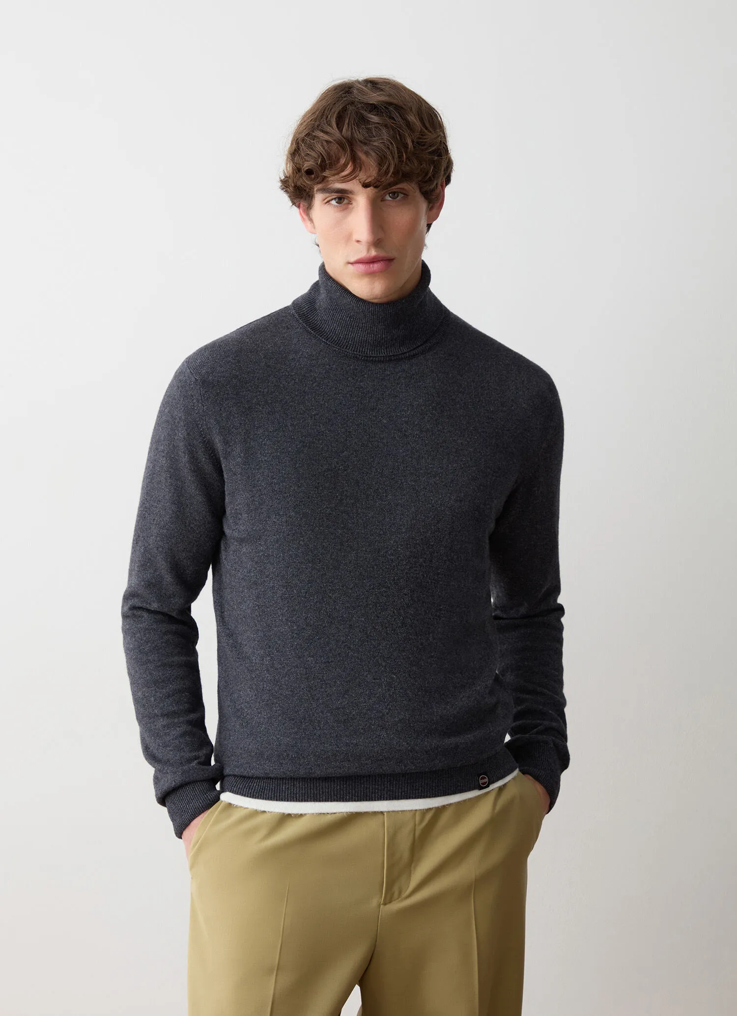 Cashmere-blend stockinette-stitch polo-neck-