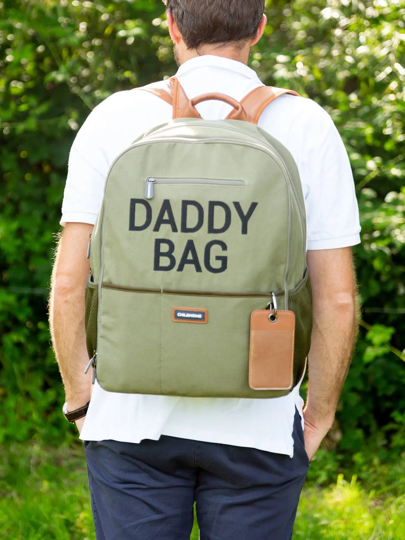 Changing Backpack, Daddy Bag by CHILDHOME - green light solid with design