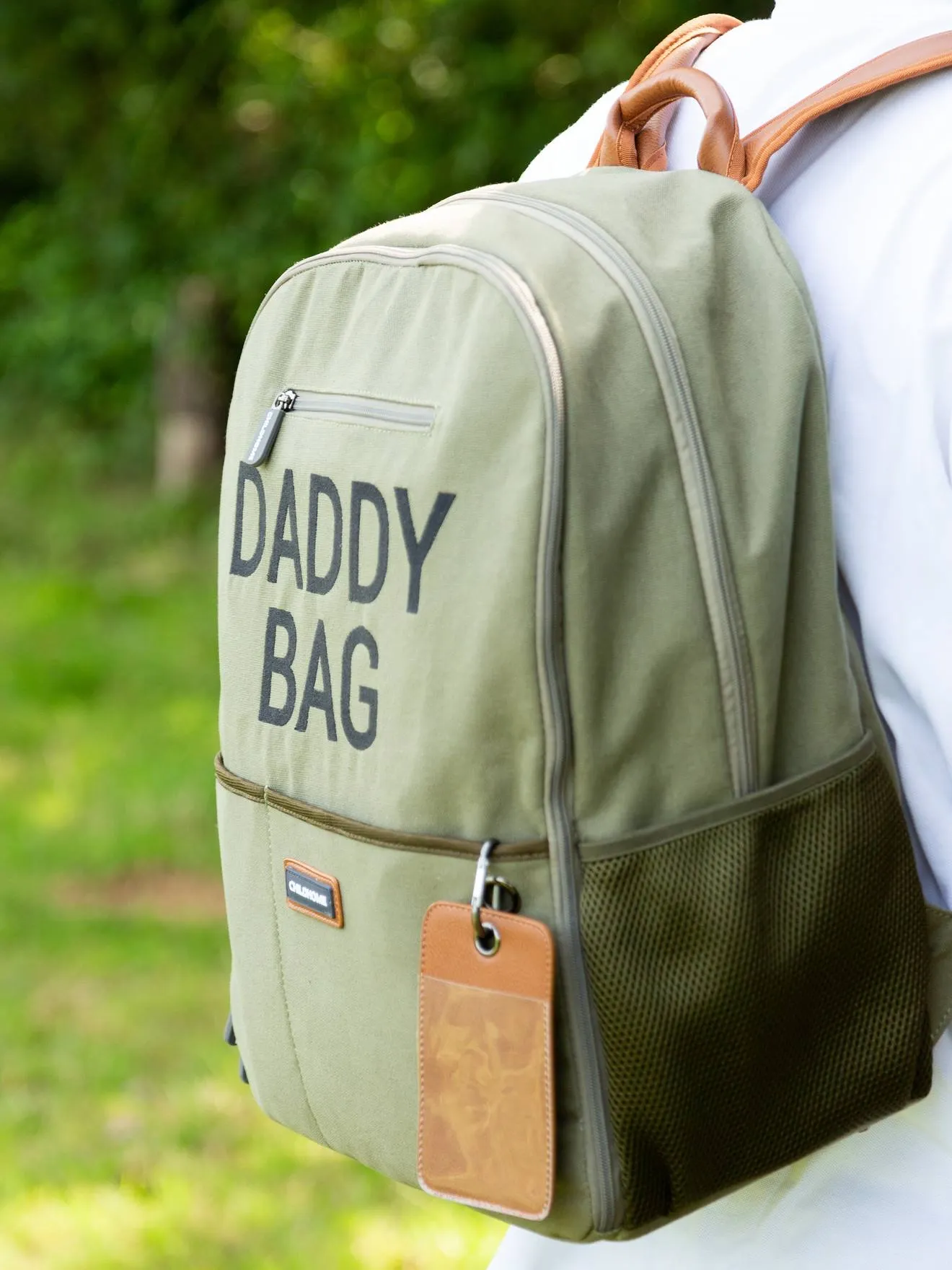 Changing Backpack, Daddy Bag by CHILDHOME - green light solid with design