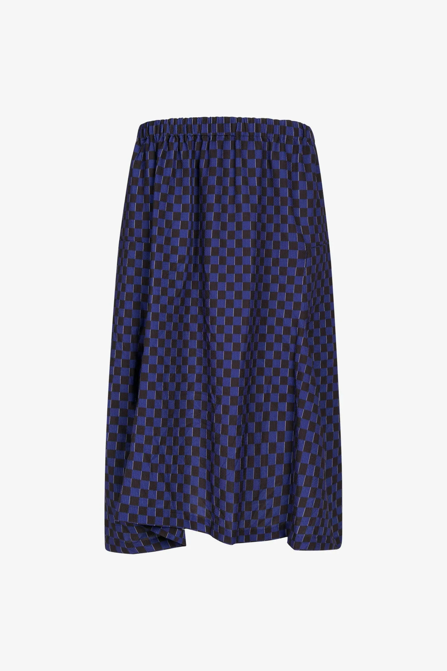 Checked Asymmetric Hem Skirt