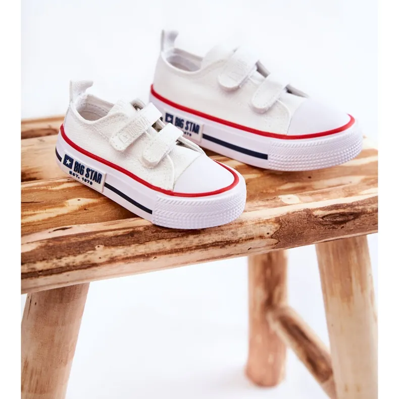 Children's Cloth Sneakers With Velcro Big Star KK374079 White