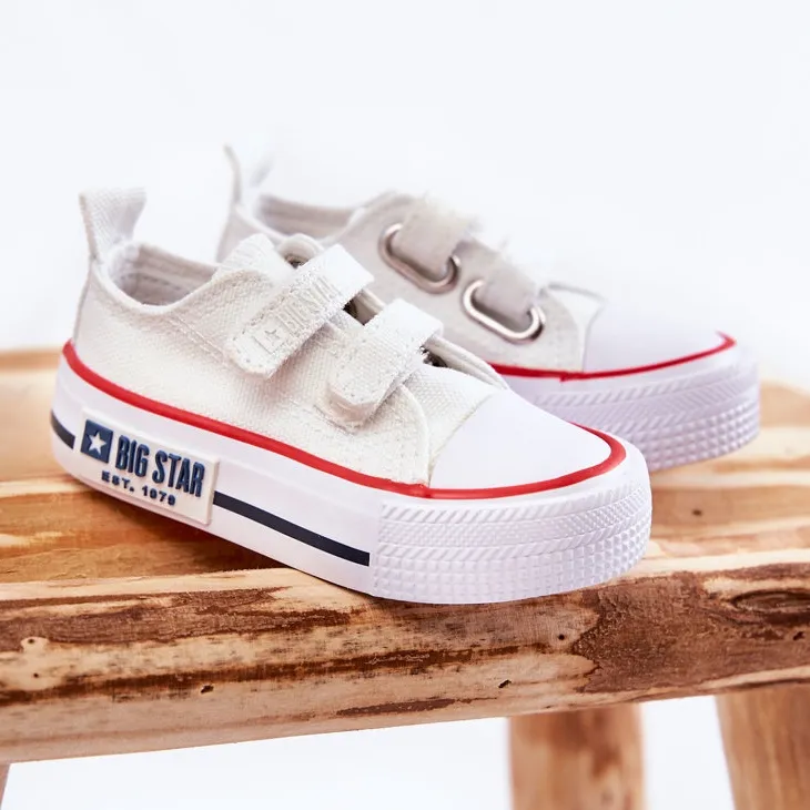 Children's Cloth Sneakers With Velcro Big Star KK374079 White