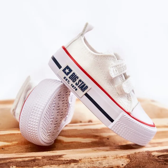 Children's Cloth Sneakers With Velcro Big Star KK374079 White