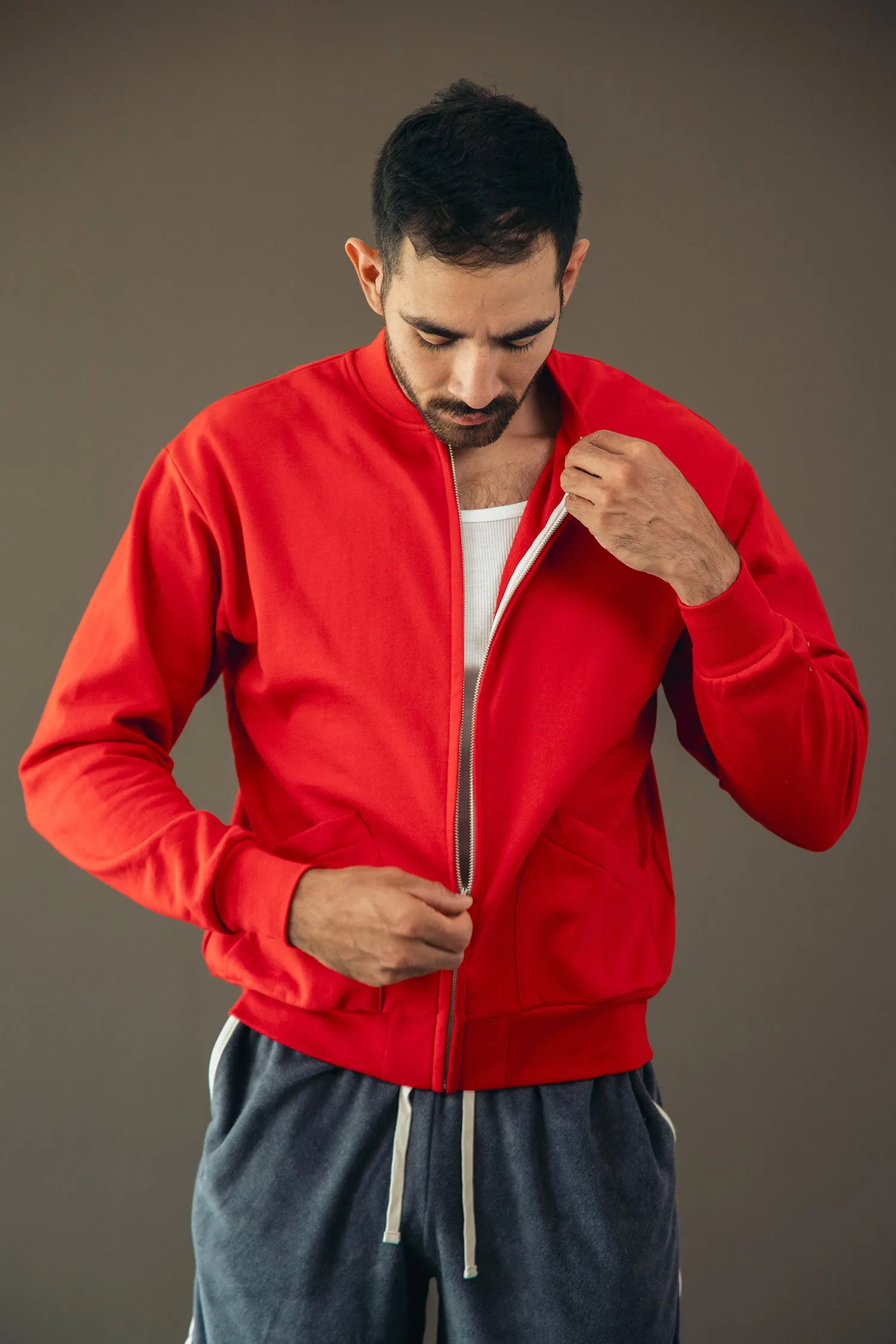 Classic Sweat Zip Up Jacket - Red