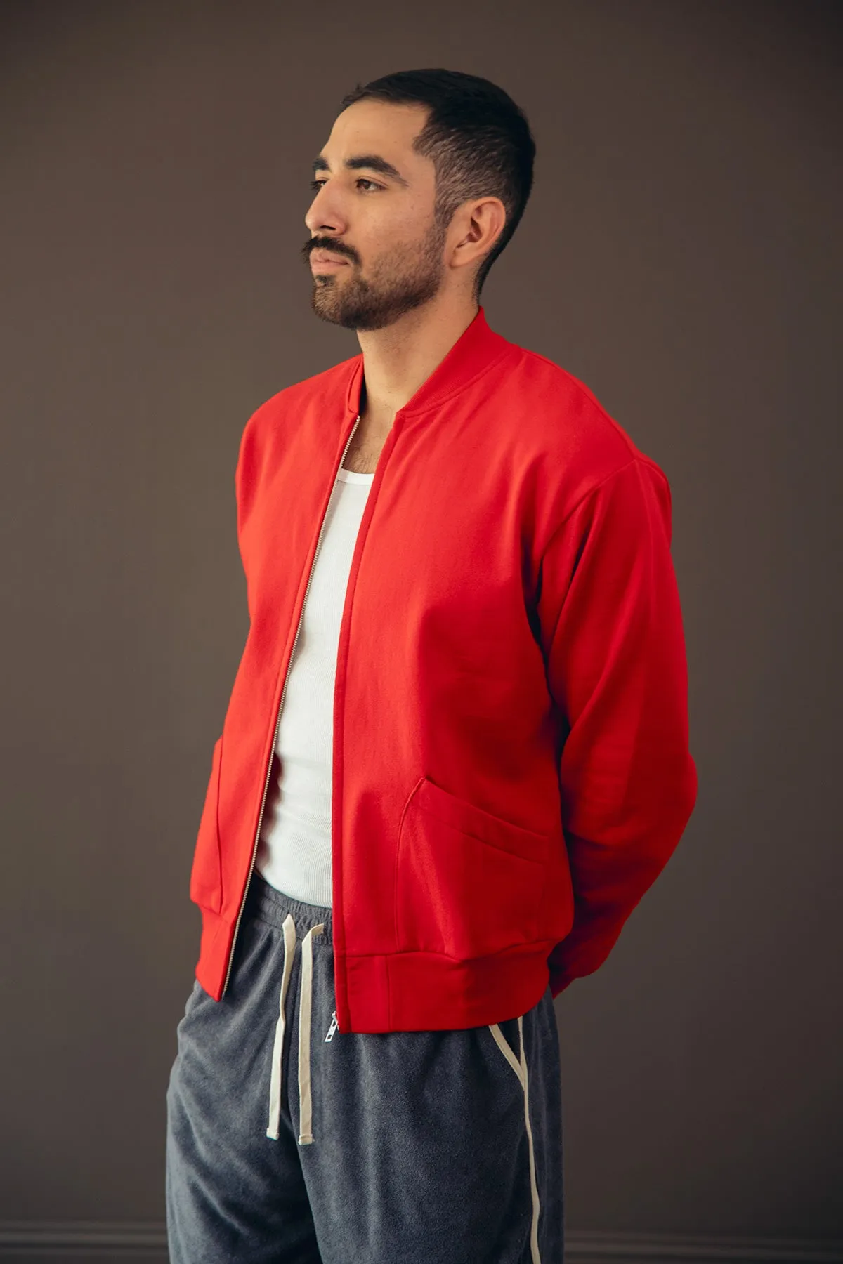 Classic Sweat Zip Up Jacket - Red