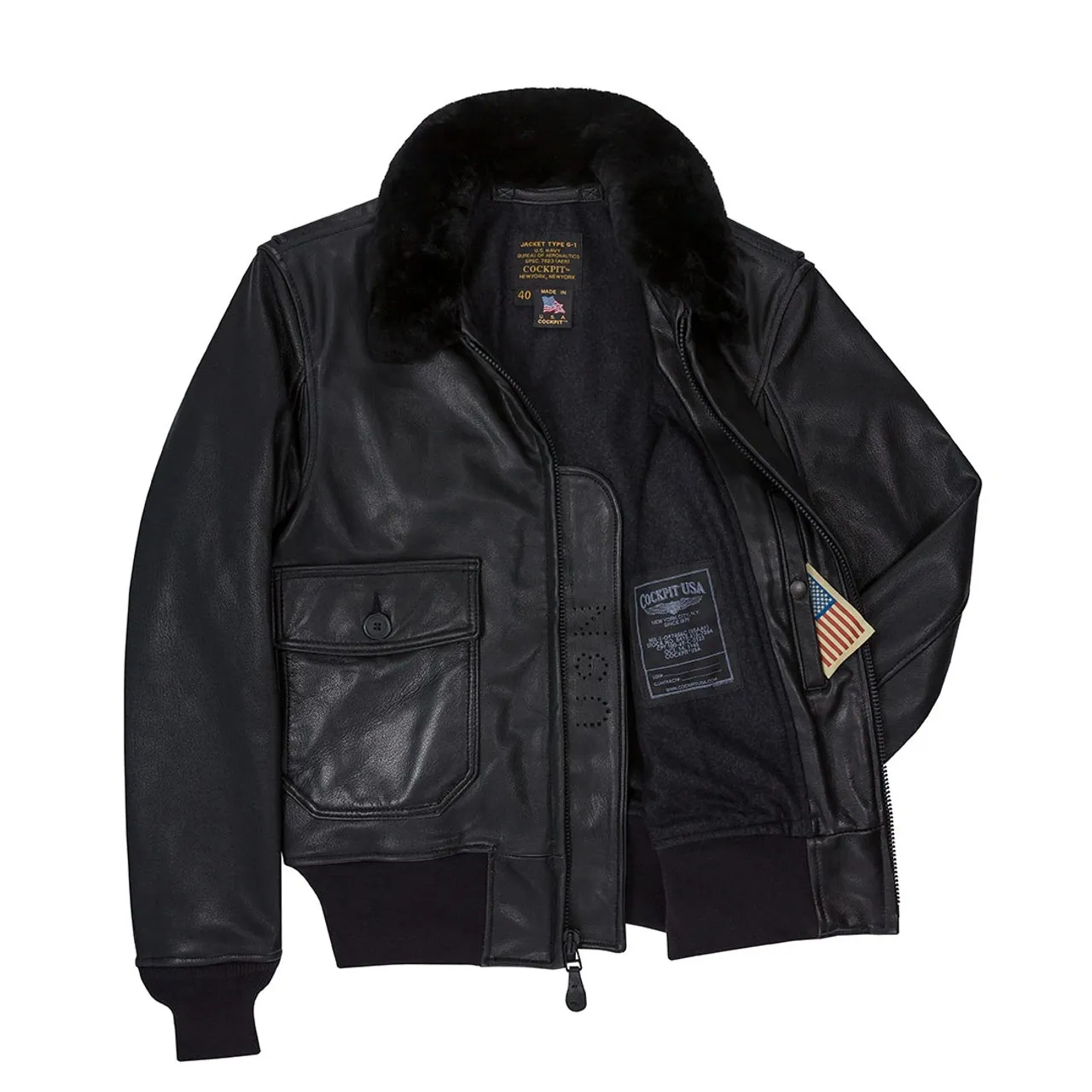 Cockpit USA Black Leather G-1 Military Spec Jacket USA Made