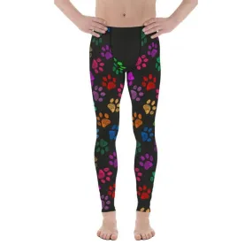 Colorful Paw Pattern Men's Leggings