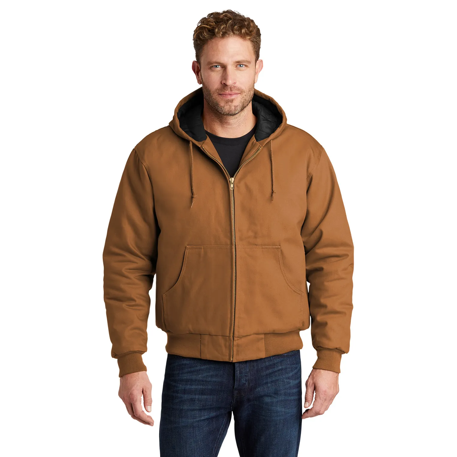 CornerStone TLJ763H Tall Duck Cloth Hooded Work Jacket - Duck Brown