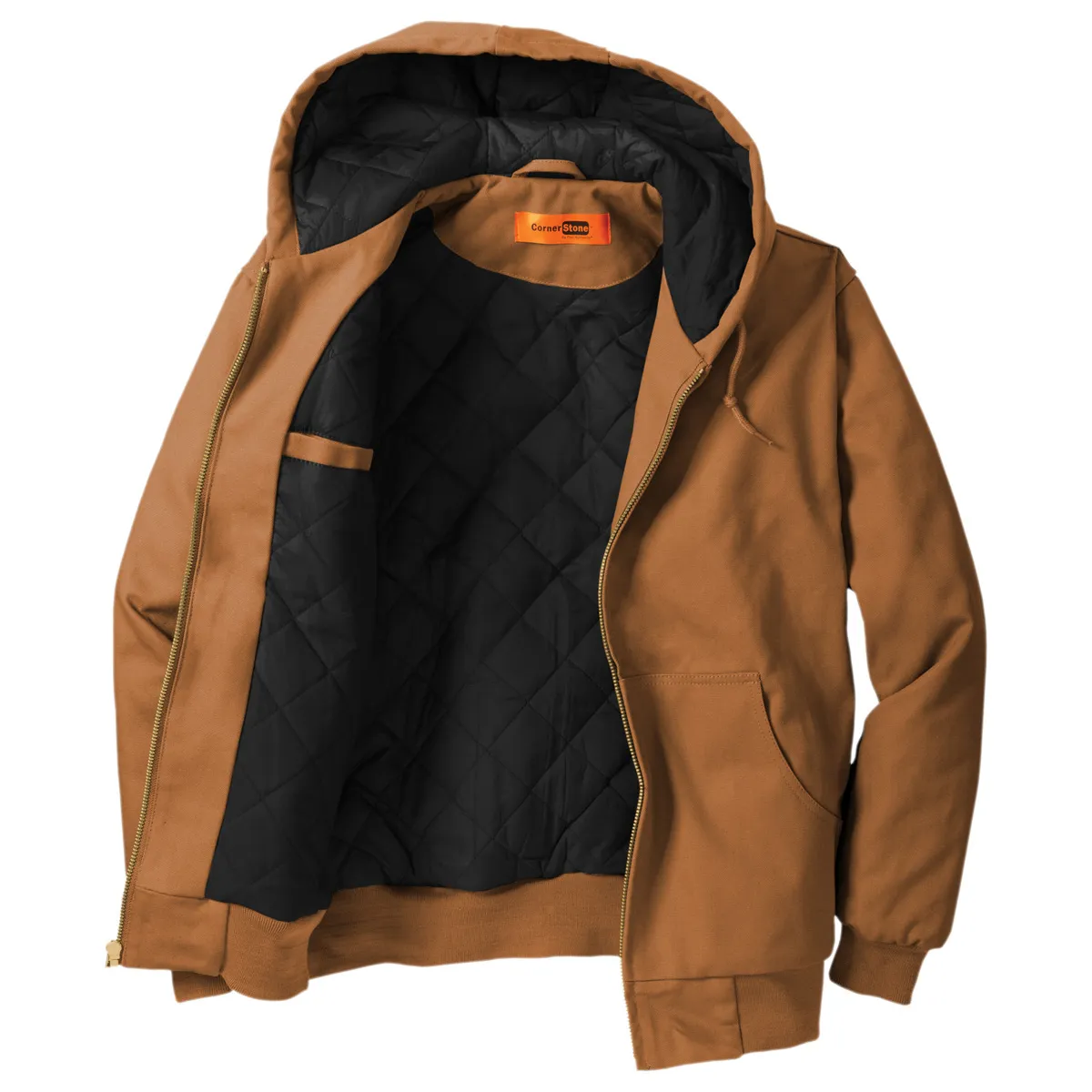 CornerStone TLJ763H Tall Duck Cloth Hooded Work Jacket - Duck Brown