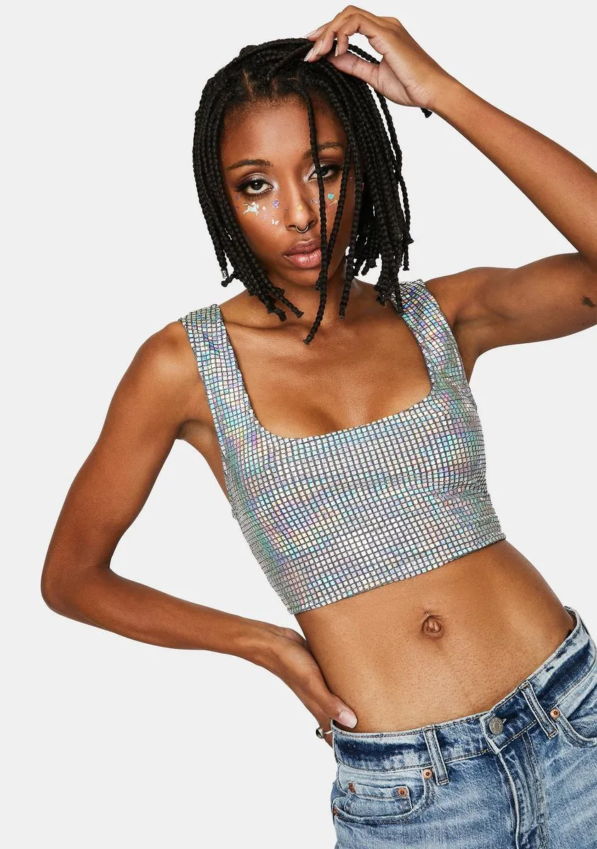 Cosmic Lover Holographic Crop Tank-