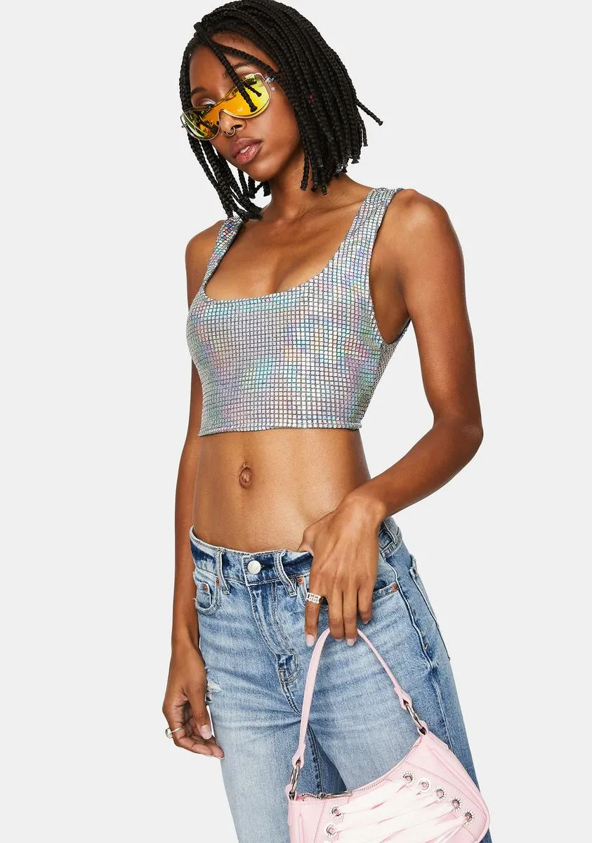 Cosmic Lover Holographic Crop Tank-