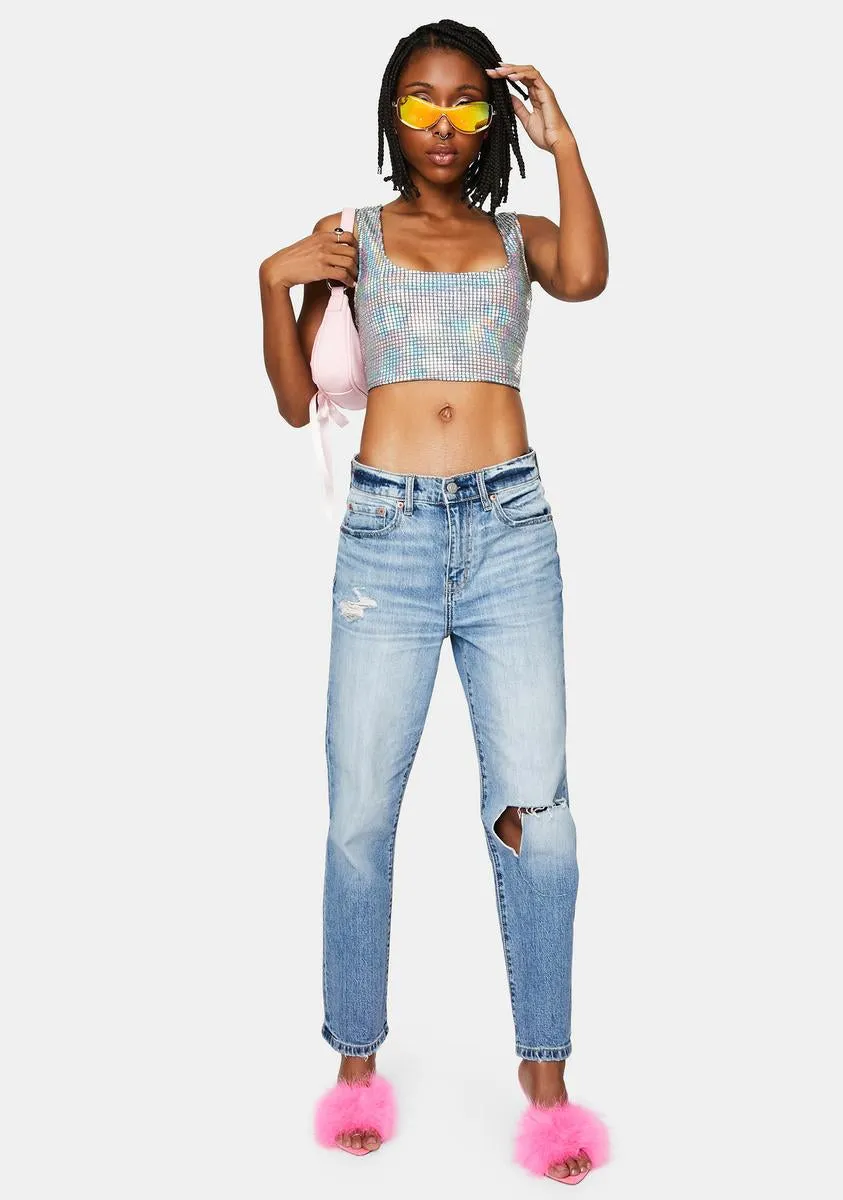 Cosmic Lover Holographic Crop Tank-