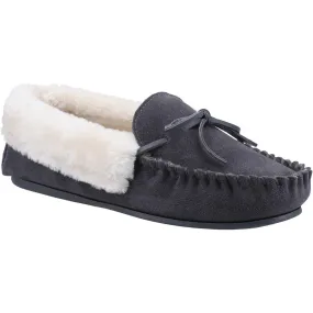 Cotswold Sopworth Slip on Moccasin Slipper Grey