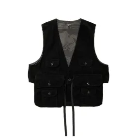 Cotton 8W Corduroy Fowl Vest - Black