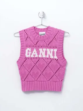 Cotton Rope Short Vest - Rose Violet