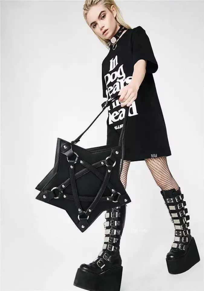 Dark Gothic Pentagram Shoulder Bag