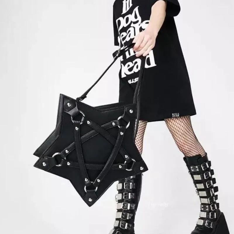 Dark Gothic Pentagram Shoulder Bag