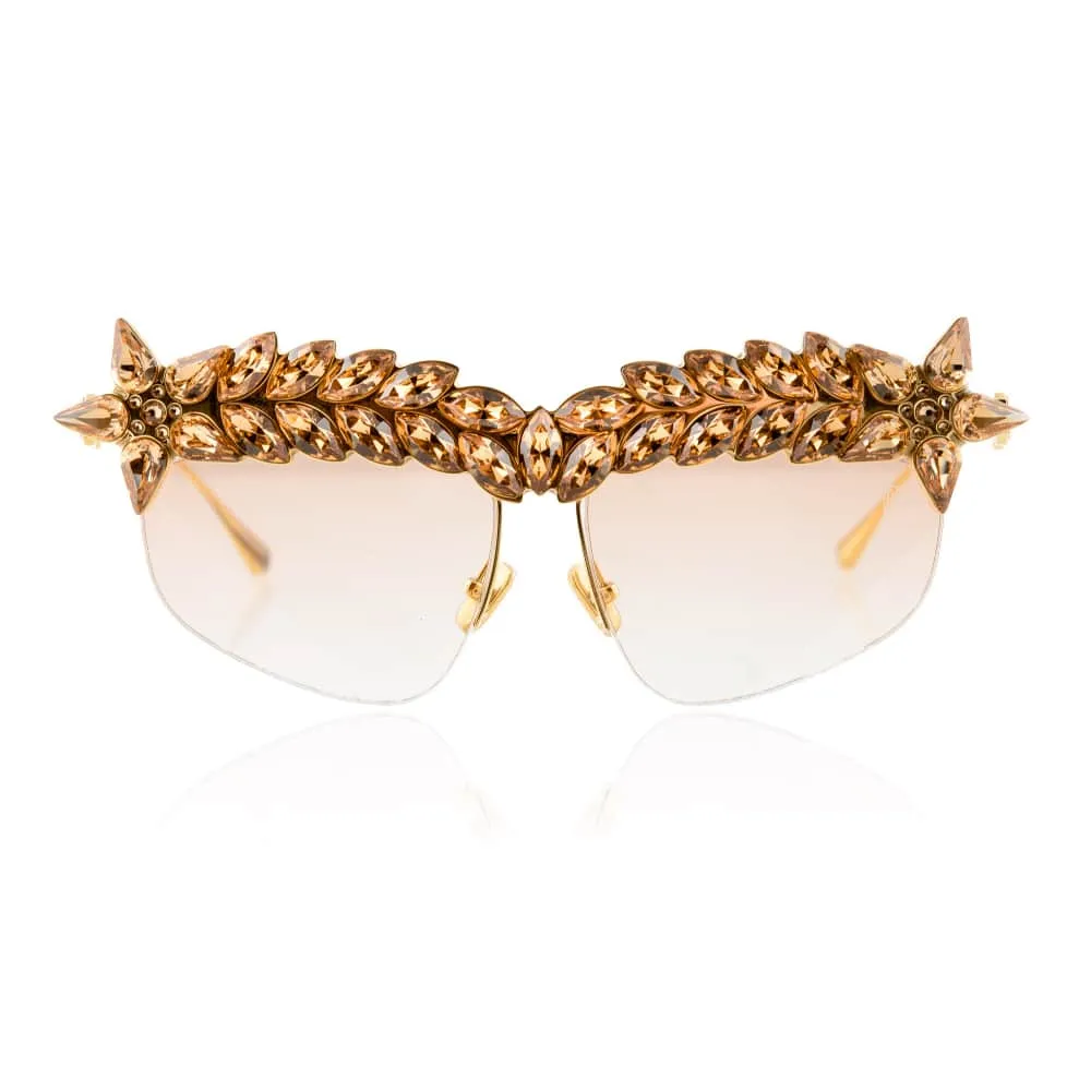 --Decadent too gold crystal sunglasses-