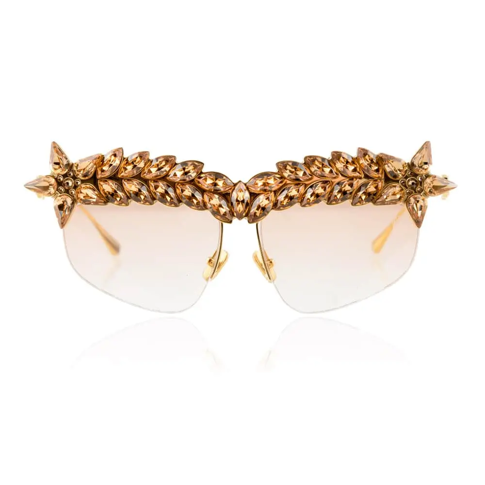 --Decadent too gold crystal sunglasses-