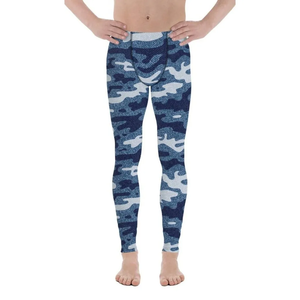 Denim Camo Print Men's Leggings