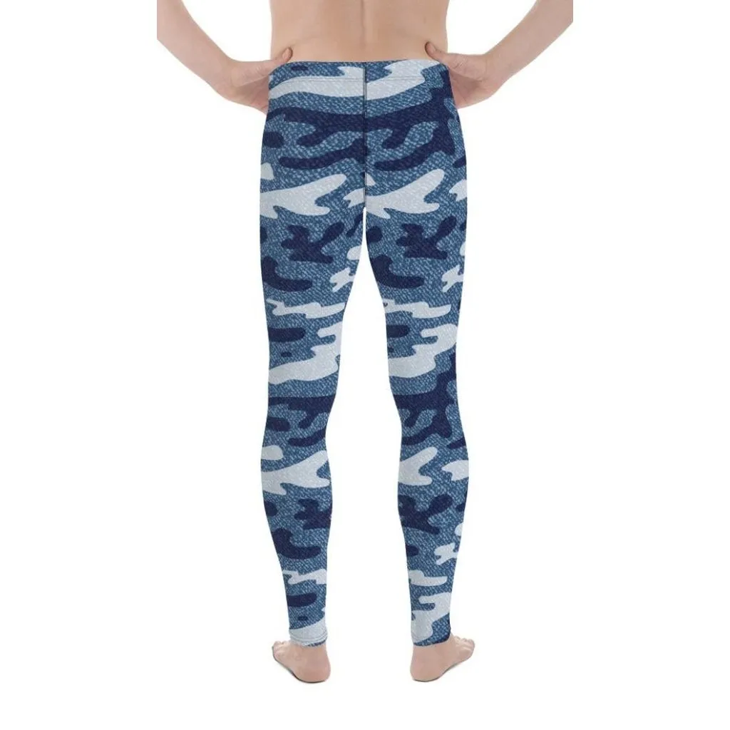 Denim Camo Print Men's Leggings