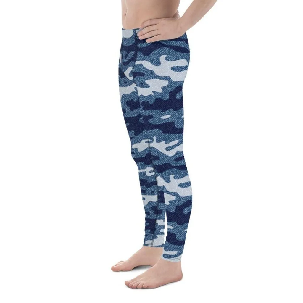 Denim Camo Print Men's Leggings