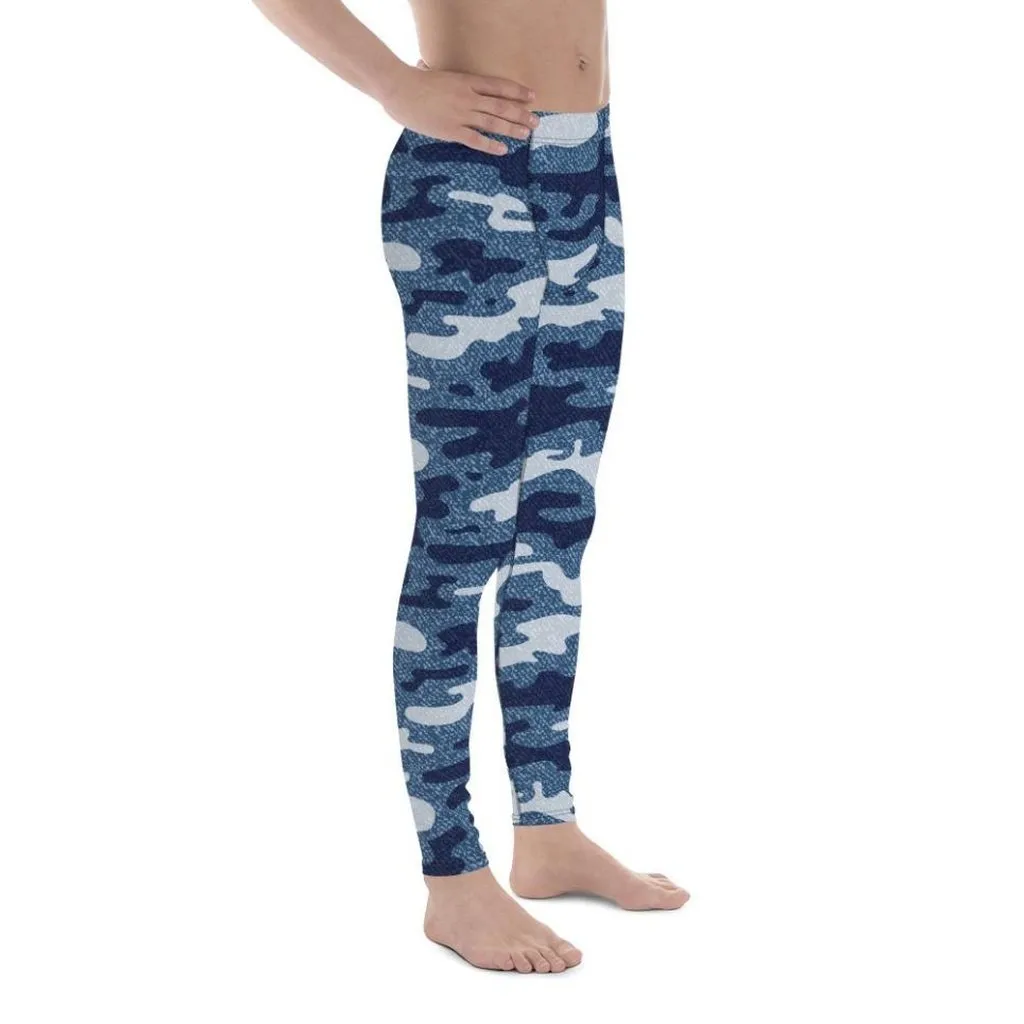 Denim Camo Print Men's Leggings