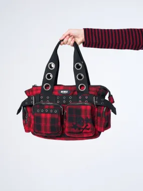 Devon Red Tartan Multi Pockets Handbag