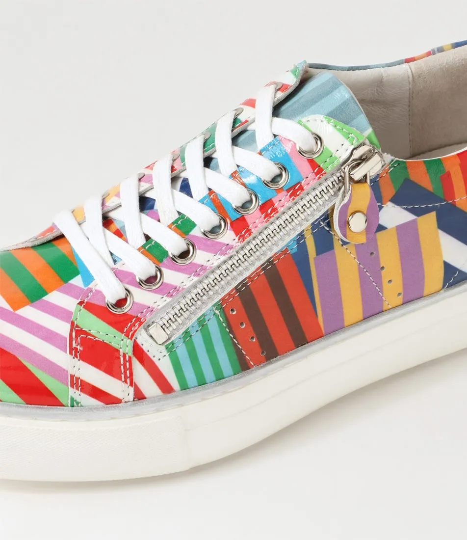 DJANGO & JULIETTE Froggy Stripe White Patent Leather Sneakers