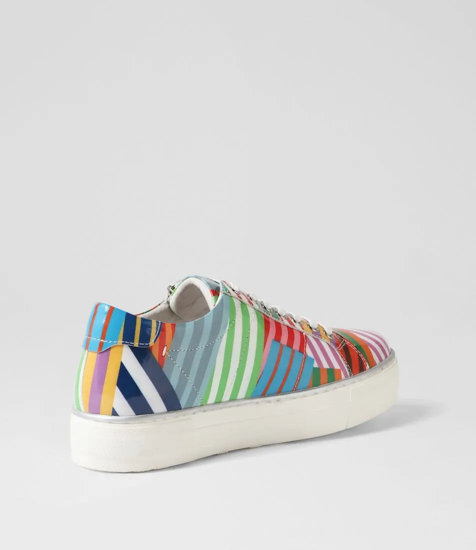 DJANGO & JULIETTE Froggy Stripe White Patent Leather Sneakers