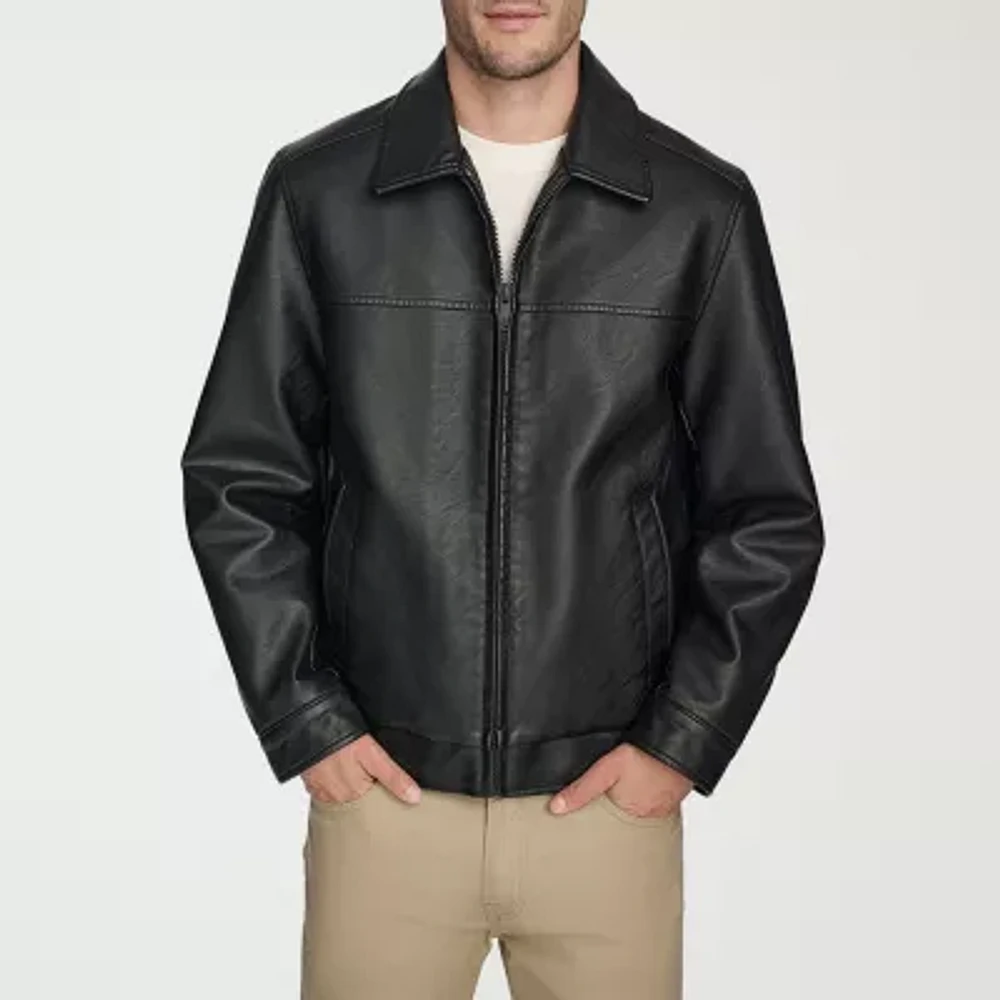 Dockers Mens Faux Leather Lined Midweight Bomber Jacket