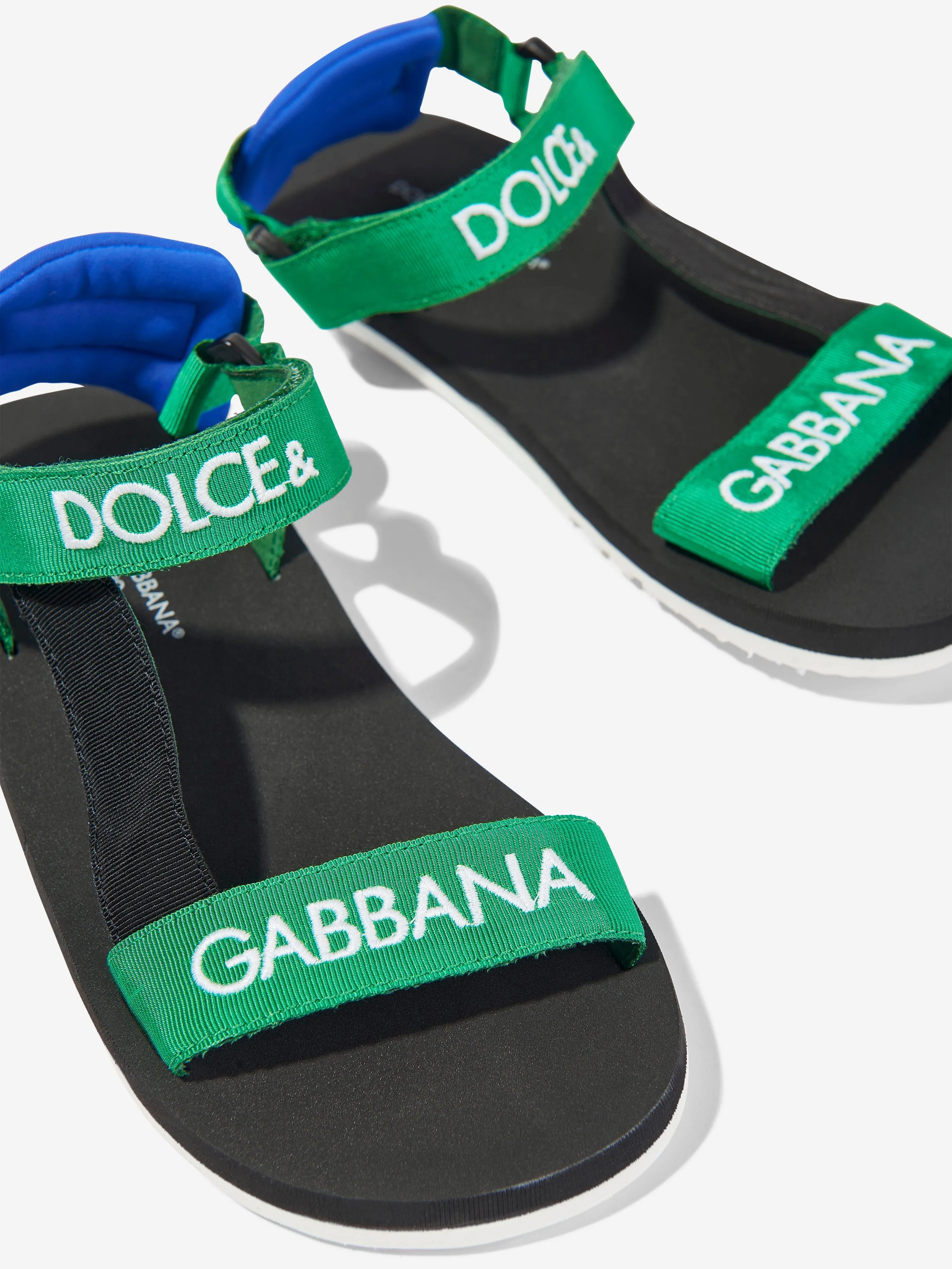 Dolce & Gabbana Boys Logo Strap Sandals in Green