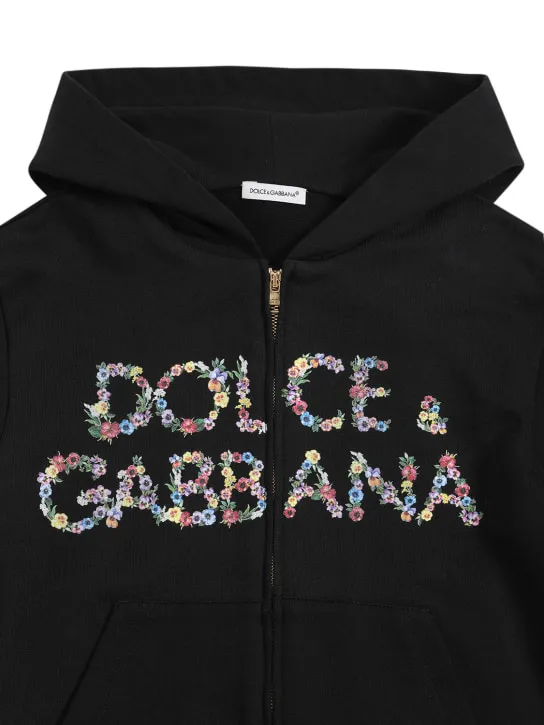 Dolce&Gabbana   Logo print cotton zip-up hoodie 