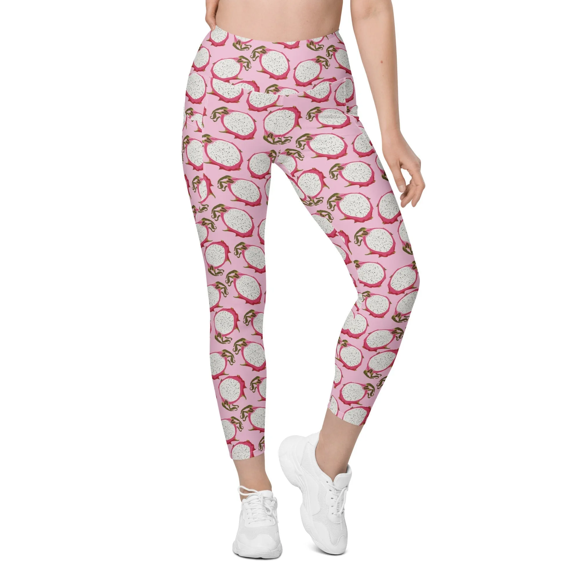 Dragon Fruit Pattern Leggings With Pockets