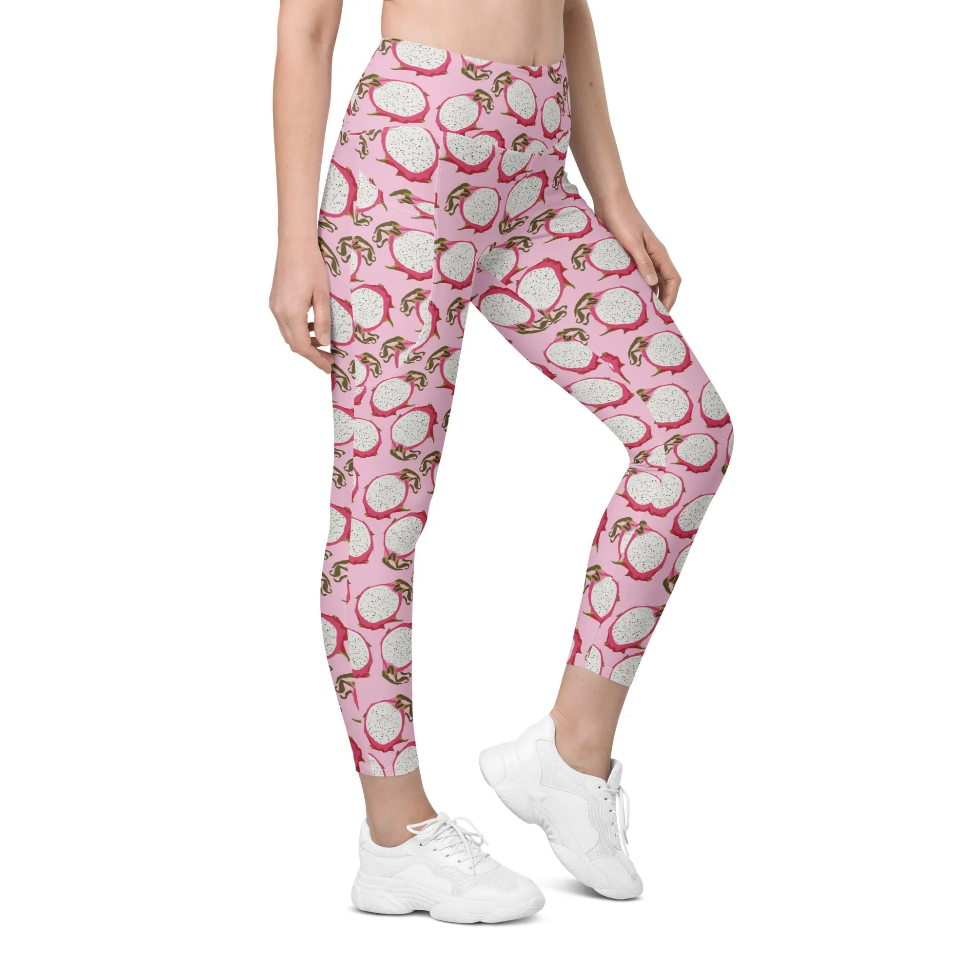 Dragon Fruit Pattern Leggings With Pockets