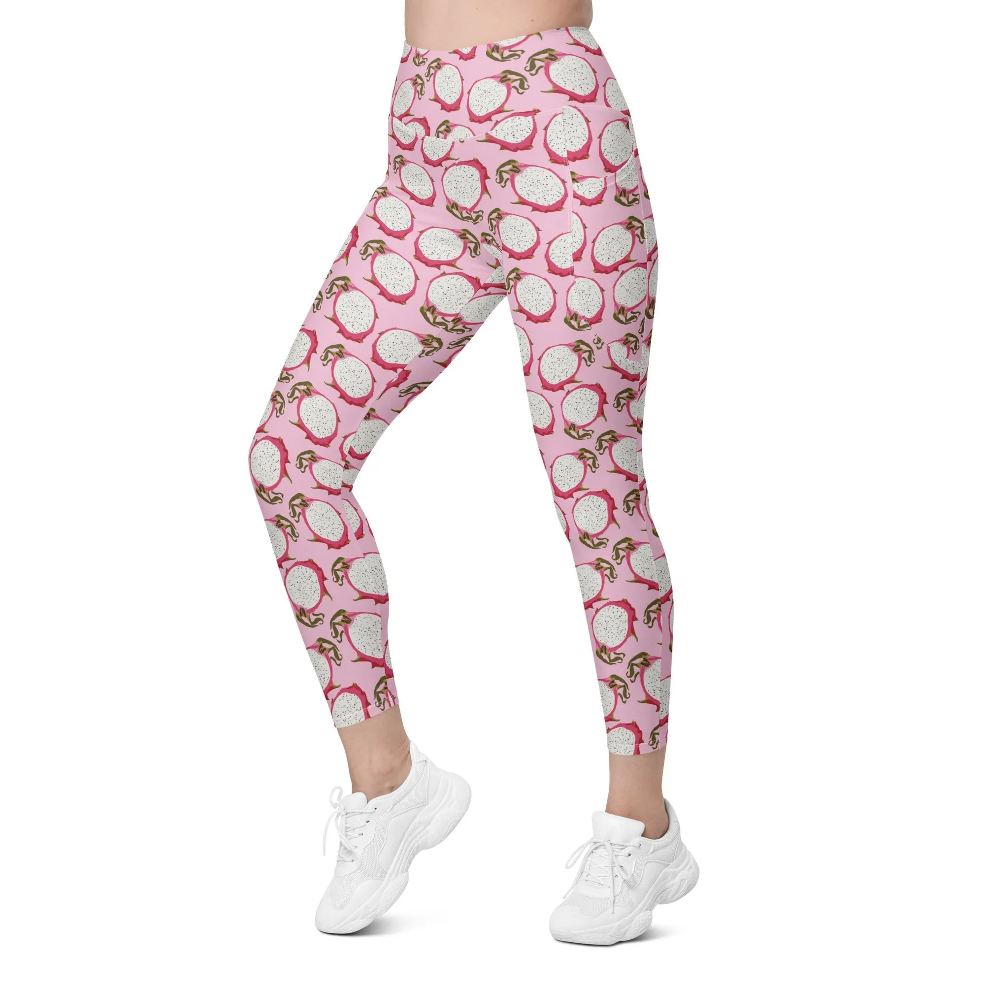 Dragon Fruit Pattern Leggings With Pockets