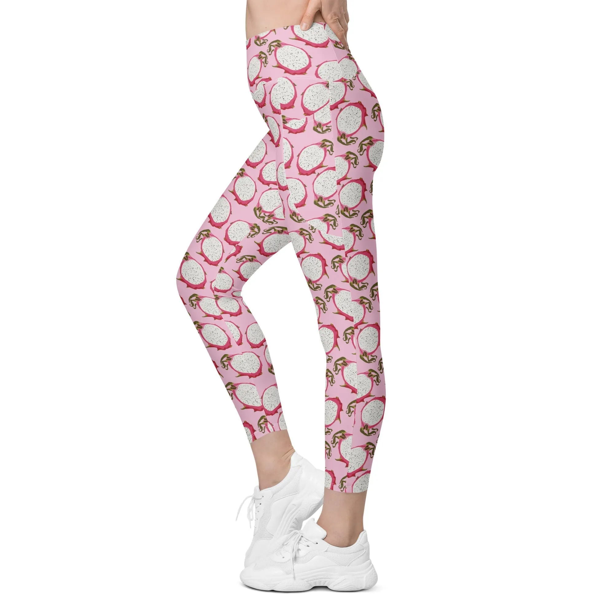 Dragon Fruit Pattern Leggings With Pockets