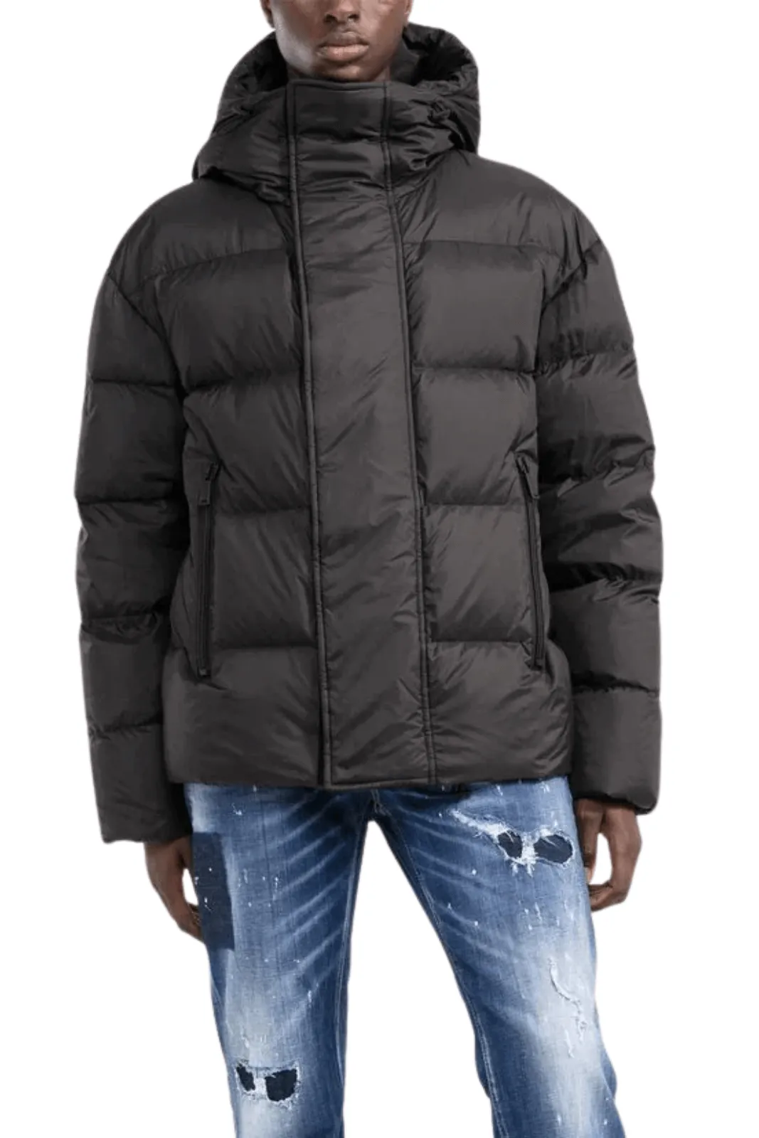 Dsquared2 zip-pockets hooded padded jacket black