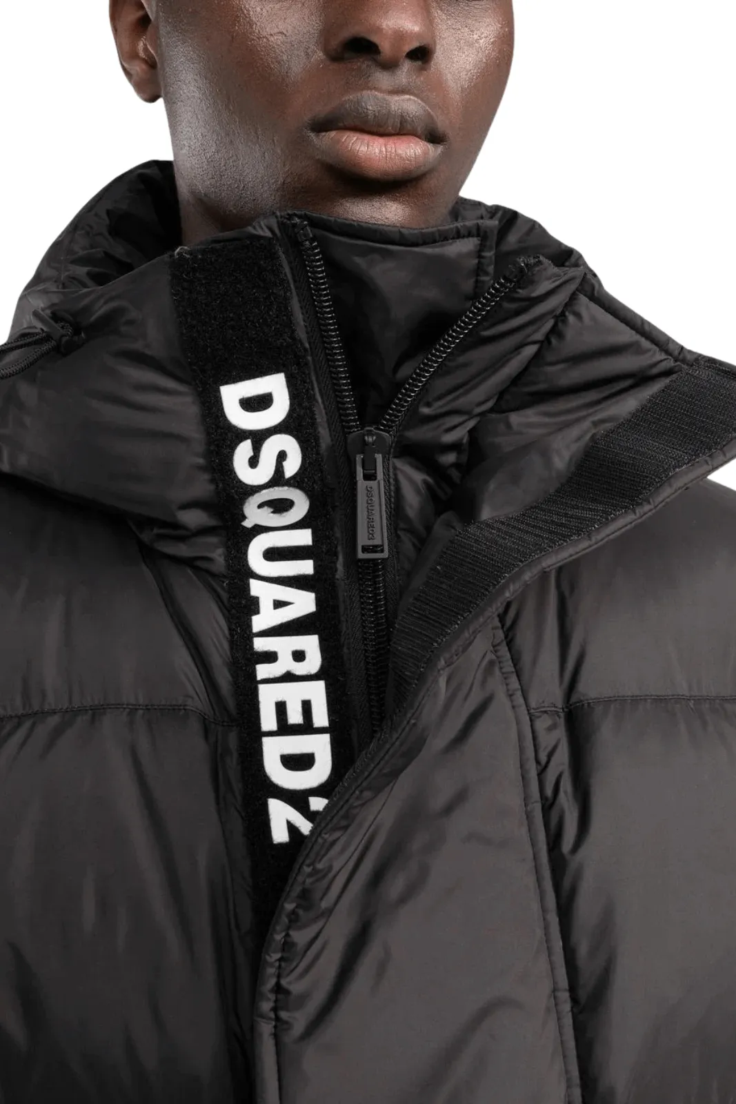 Dsquared2 zip-pockets hooded padded jacket black