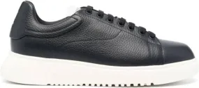 Emporio Armani Tumbled leather sneakers Blue