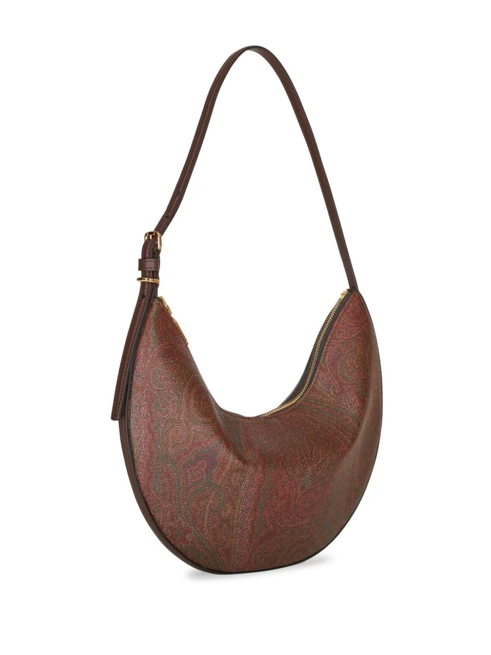 ETRO Paisley Print Leather Medium Shoulder Handbag in Brown