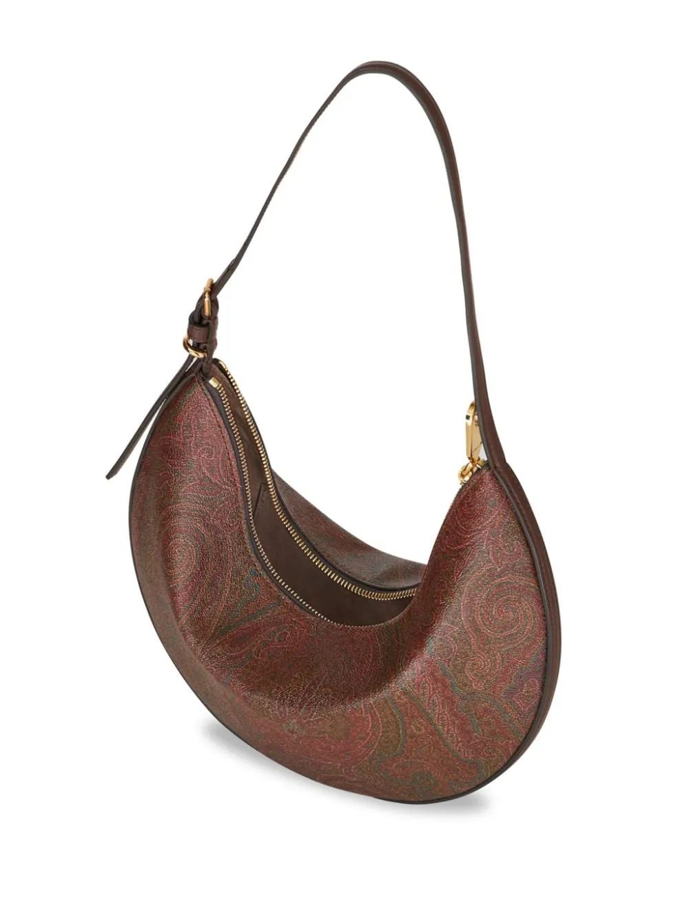 ETRO Paisley Print Leather Medium Shoulder Handbag in Brown