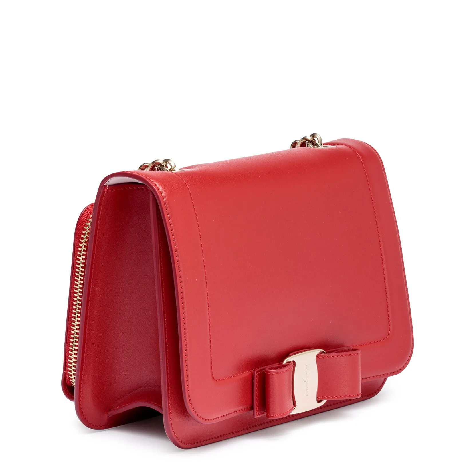 Ferragamo Vara red leather shoulder bag