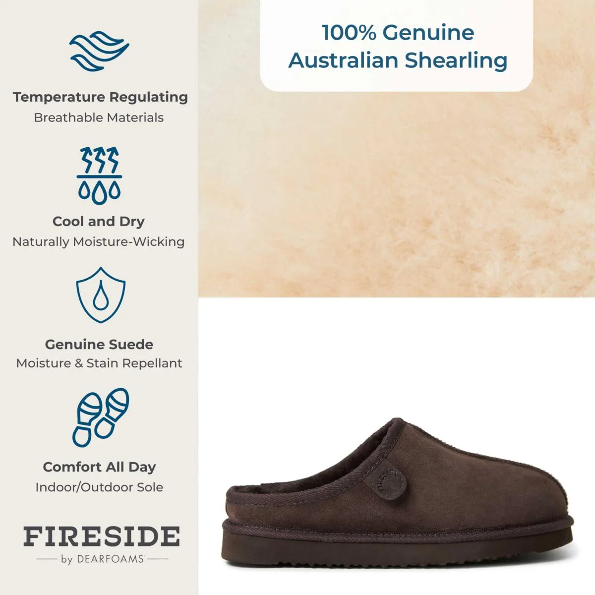      Fireside by Dearfoams Men's Grafton Shearling Clog Slipper     