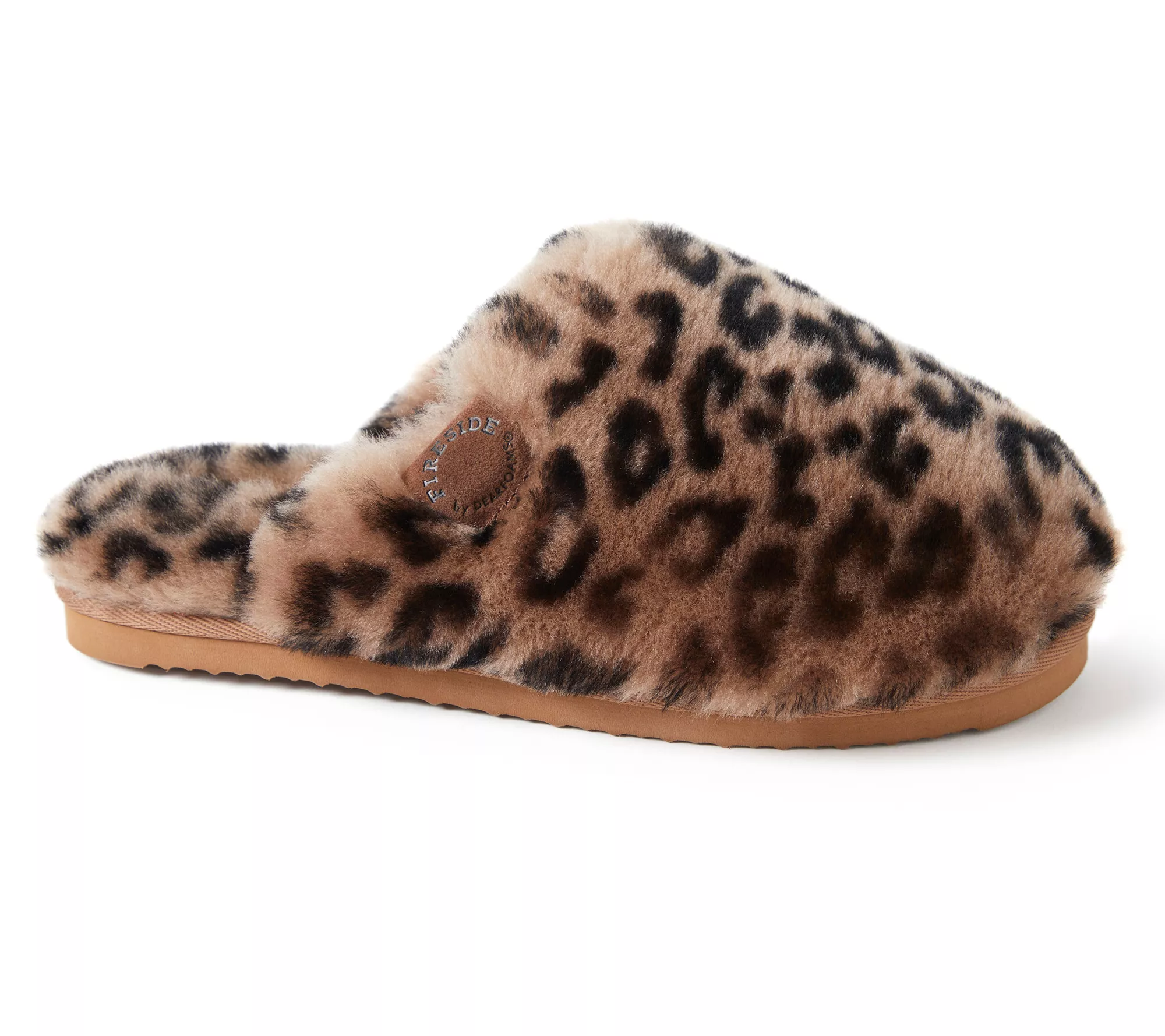 Fireside By Dearfoams Women's Leopard Shearling Scuff Slipper